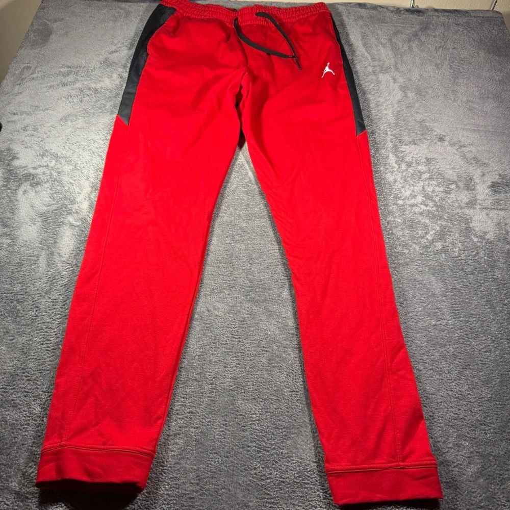 Jordan Mens Red Black Side Stripe Jumpman Fleece Jogger Sweatpants XL Tall